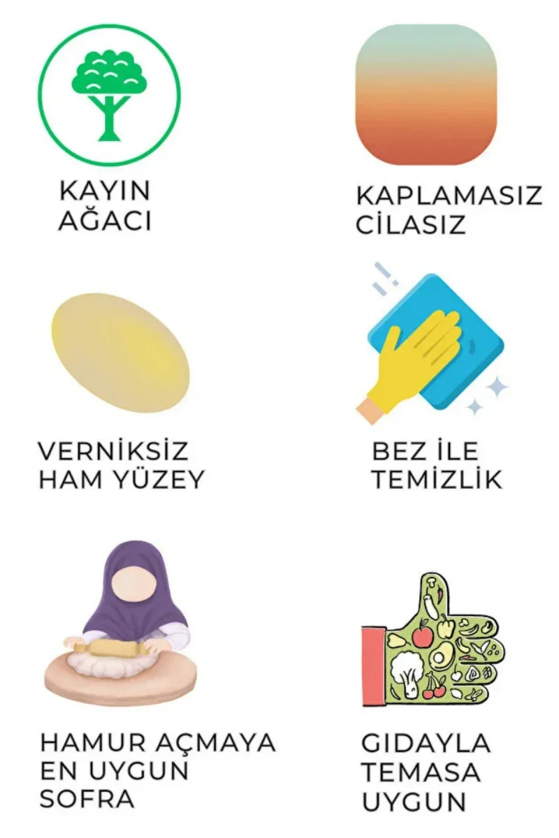 70 cm YUVARLAK MDF AHSAP HAMUR ACMA TAHTASI VE DOĞRAMA KESME TAHTASI - görsel 3